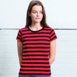 T-shirt marinière femme en coton ringspun manches courtes, 150 g/m²