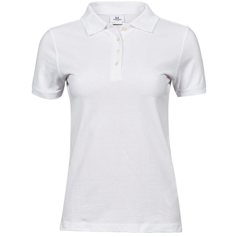 Polo femme en coton peigné ringspun, lavable à 60°C, 215 g/m²