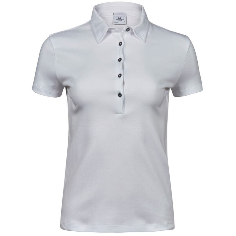 Polo femme épais en coton pima, coupe ajustée, 220 g/m²