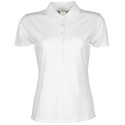 Polo femme stretch en coton ringspun, col plat en lycra, 215 g/m²