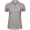 Polo femme stretch en coton ringspun, col plat en lycra, 215 g/m²