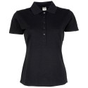 Polo femme stretch en coton ringspun, col plat en lycra, 215 g/m²