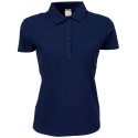 Polo femme stretch en coton ringspun, col plat en lycra, 215 g/m²