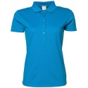 Polo femme stretch en coton ringspun, col plat en lycra, 215 g/m²