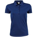 Polo femme stretch en coton ringspun, col plat en lycra, 215 g/m²