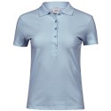 Polo femme stretch en coton ringspun, col plat en lycra, 215 g/m²