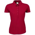 Polo femme stretch en coton ringspun, col plat en lycra, 215 g/m²