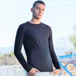 Tee-shirt stretch homme manches longues doux et moderne, 165 g/m²