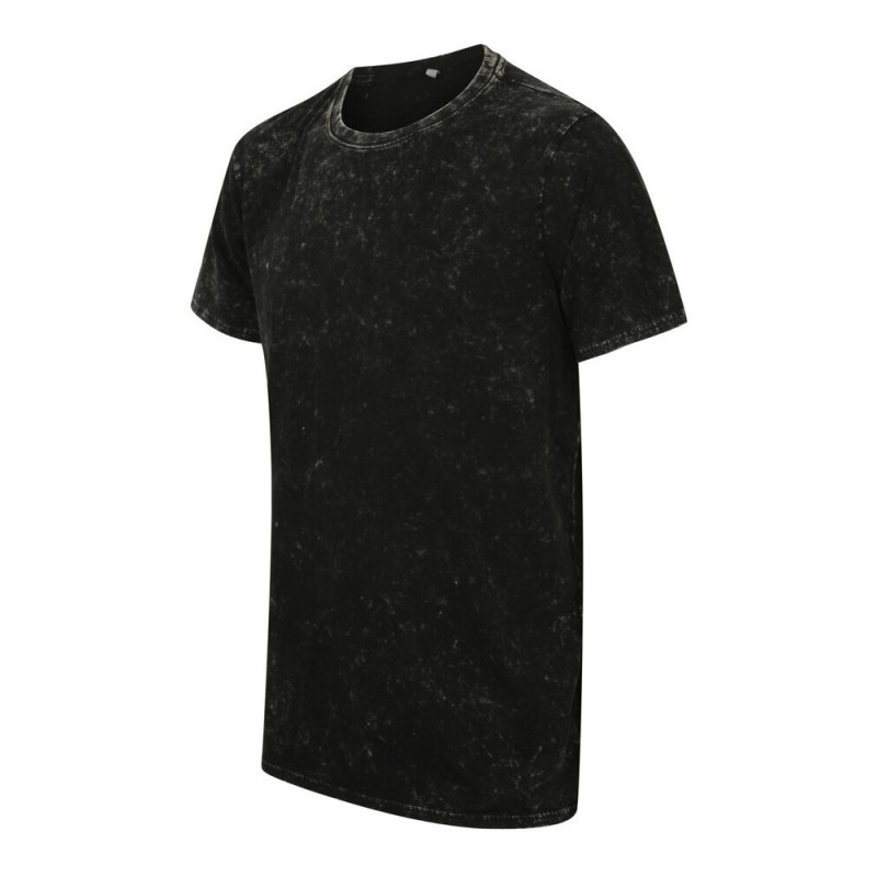 T-shirt délavé col rond manches courtes en coton, 160 g/m²