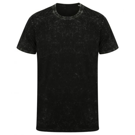T-shirt délavé col rond manches courtes en coton, 160 g/m²