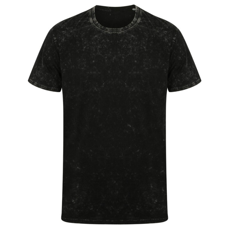 T-shirt délavé col rond manches courtes en coton, 160 g/m²