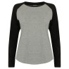 T-shirt baseball à manches longues pour femme en coton, 140 g/m²