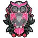Grand patch brodé thermocollant HIBOU CHOUETTE ROSE FLUO ARGENT