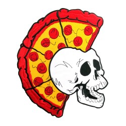 Grand patch brodé thermocollant SKULL CRANE PUNK PIZZA