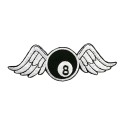 Petit patch brodé thermocollant boule de billard NUMERO 8