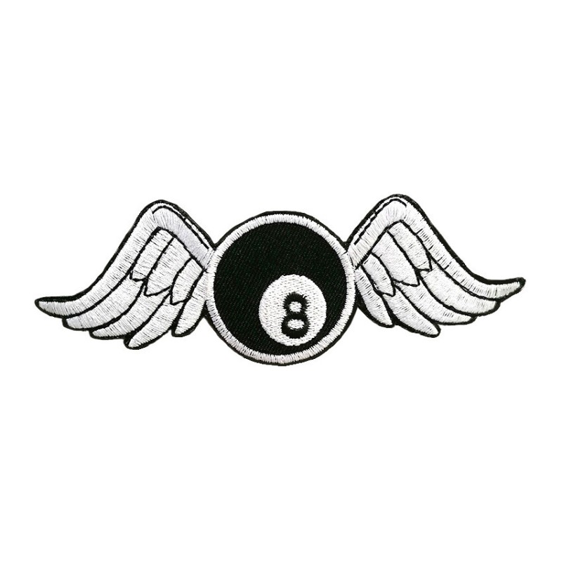 Petit patch brodé thermocollant boule de billard NUMERO 8