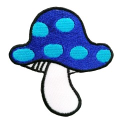 Petit patch brodé thermocollant CHAMPIGNON BLEU