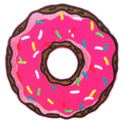 Petit patch brodé thermocollant DONUT ROSE