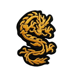 Petit patch brodé thermocollant DRAGON JAUNE OR