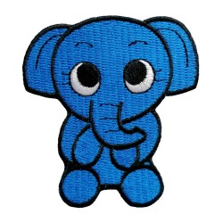 Petit patch brodé thermocollant ELEPHANTEAU BLEU