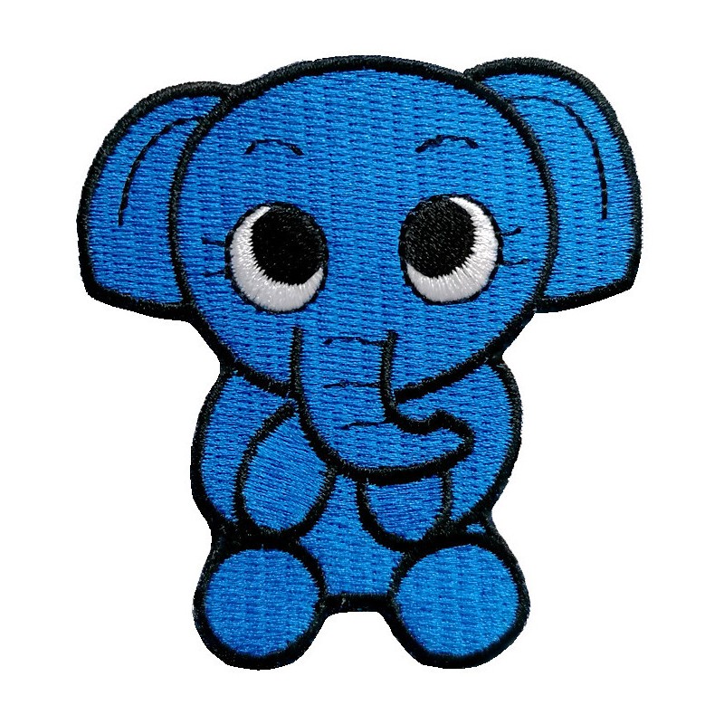 Petit patch brodé thermocollant ELEPHANTEAU BLEU