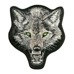 Petit patch brodé thermocollant LOUP ARGENT