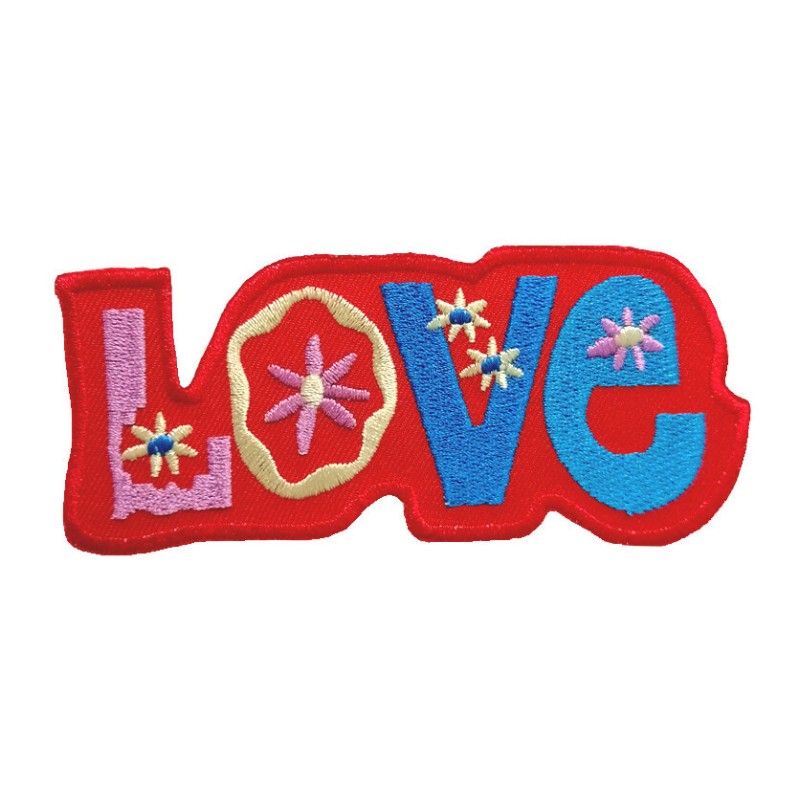 Petit patch brodé thermocollant LOVE HIPPIE