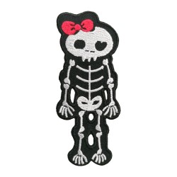 Petit patch brodé thermocollant SKULL SQUELETTE FILLETTE