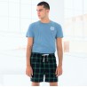 Short homme motif tartan en flanelle, taille élastiquée, 115 g/m²