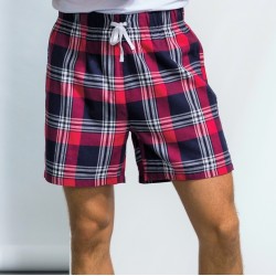 Short homme motif tartan en flanelle, taille élastiquée, 115 g/m²