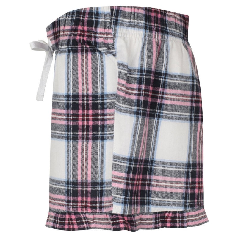 Short femme motif tartan en flanelle, taille élastiquée, 115 g/m²