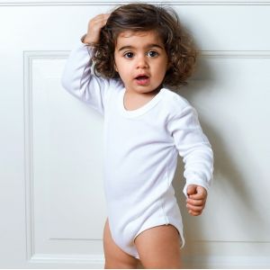 Body bébé manches longues en coton BIO certifié commerce équitable, 220 g/m²