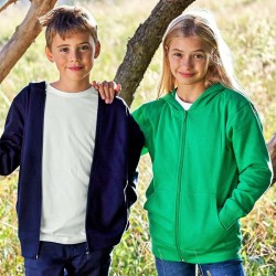 Sweat zippé à capuche enfant en coton BIO certifié commerce équitable, 300 g/m²