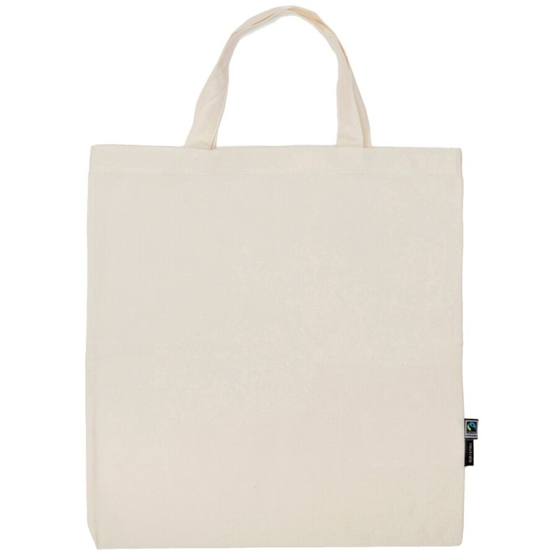 Sac, tote bag fin anses courtes en coton BIO certifié commerce équitable, 120 g/m²