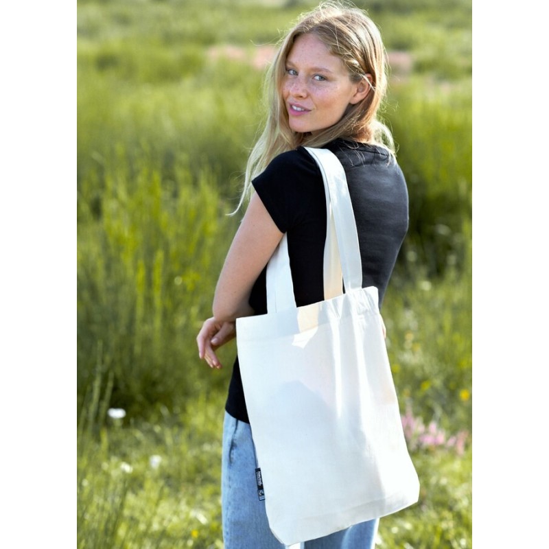 Sac shopping épais en coton BIO brossé certifié commerce équitable, 210 g/m²