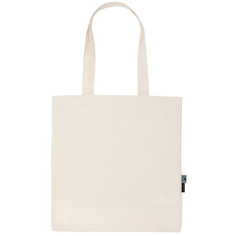 Tote bag, sac fin anses longues en coton BIO certifié commerce équitable, 120 g/m²