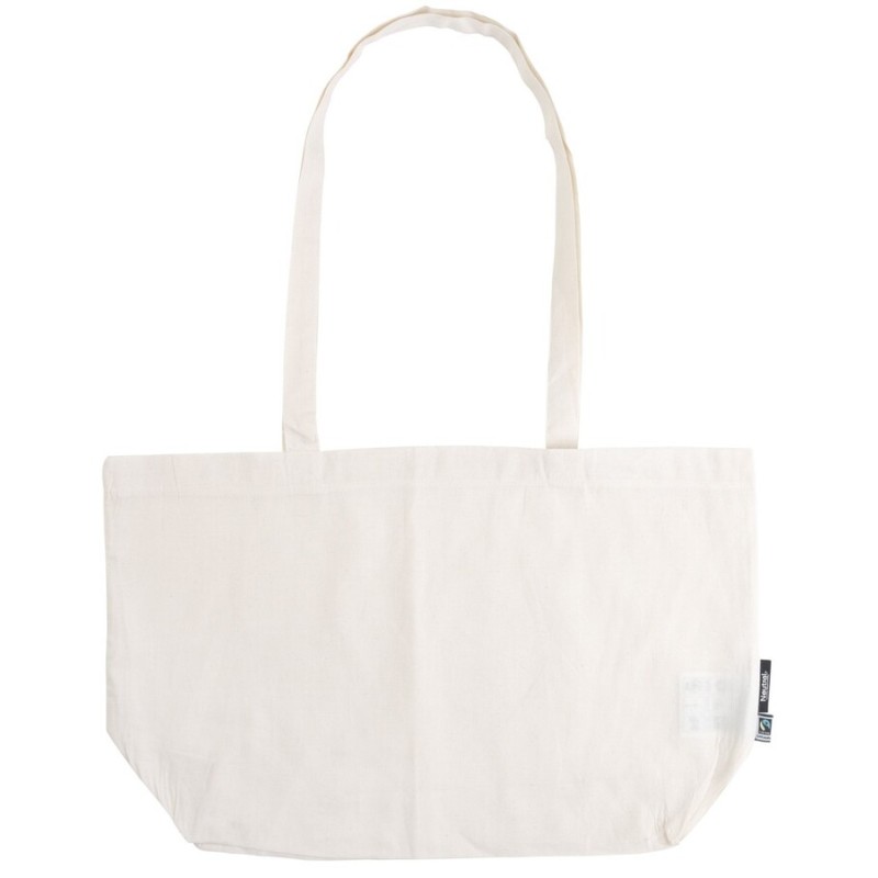 Sac cabas avec soufflet en coton BIO certifié commerce équitable, 120 g/m²