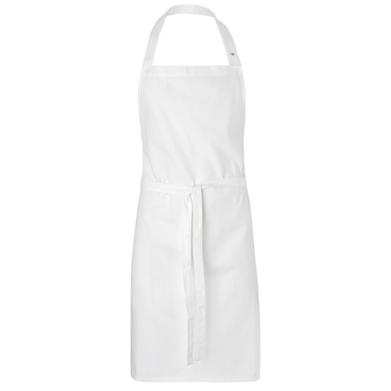 Tablier de cuisine adulte à bavette en coton twill BIO commerce équitable, 210 g/m²