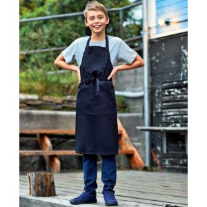 Tablier de cuisine enfant à bavette en coton twill BIO commerce équitable, 210 g/m²