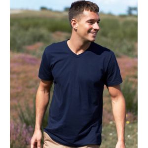 T-shirt homme col V moderne en coton BIO commerce équitable, 155 g/m²