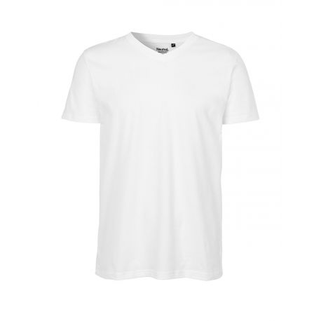 T-shirt homme col V moderne en coton BIO commerce équitable, 155 g/m²