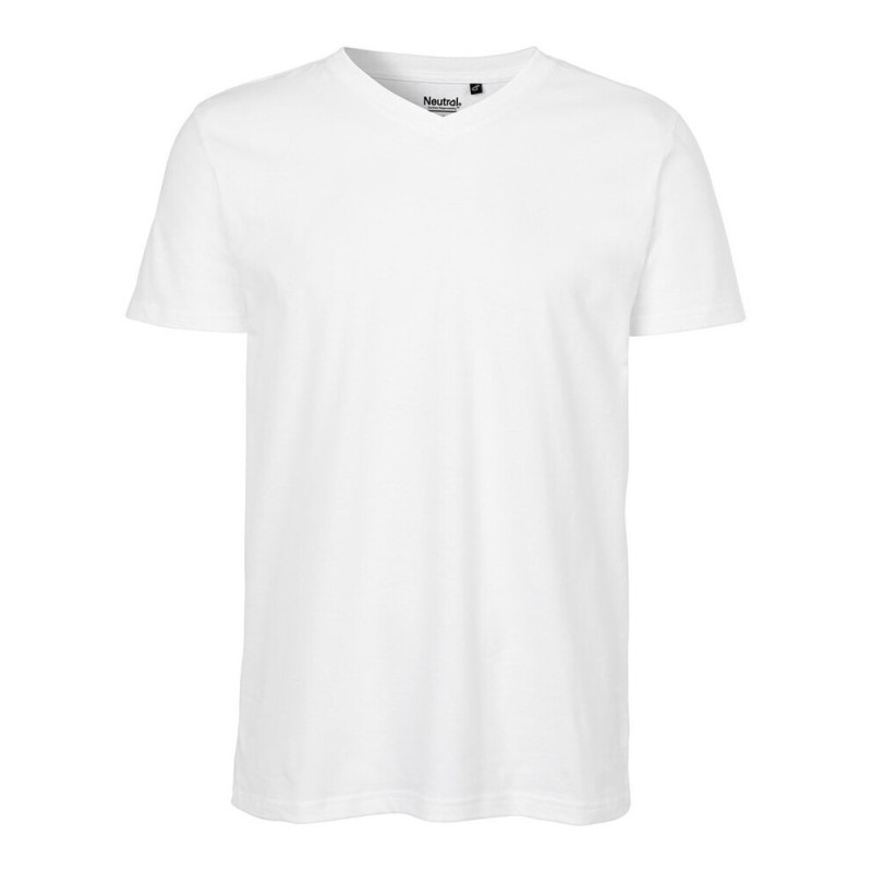 T-shirt homme col V moderne en coton BIO commerce équitable, 155 g/m²