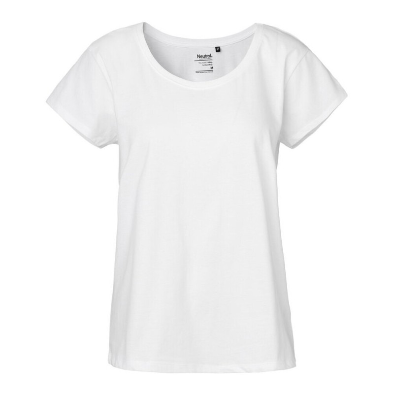 T-shirt femme ample col évasé en coton BIO commerce équitable, 155 g/m²