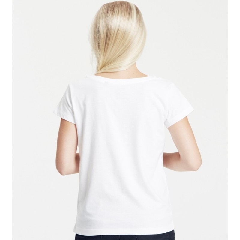 T-shirt femme ample col évasé en coton BIO commerce équitable, 155 g/m²