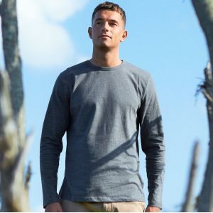 T-shirt homme manches longues col rond en coton BIO commerce équitable, 155 g/m²