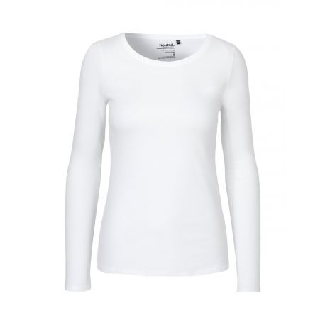 T-shirt femme manches longues col rond en coton BIO commerce équitable, 155 g/m²