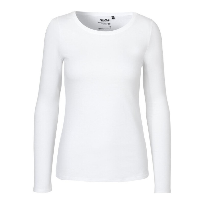 T-shirt femme manches longues col rond en coton BIO commerce équitable, 155 g/m²