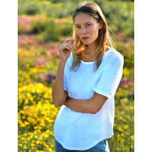 T-shirt femme manches mi-longues en coton BIO commerce équitable, 155 g/m²