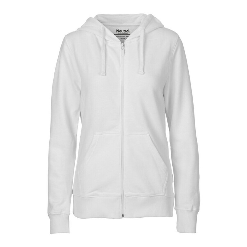 Sweat capuche zippé femme en coton BIO certifié commerce équitable, 300 g/m²