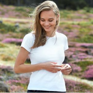 T-shirt femme interlock moderne en coton épais BIO commerce équitable, 220 g/m²